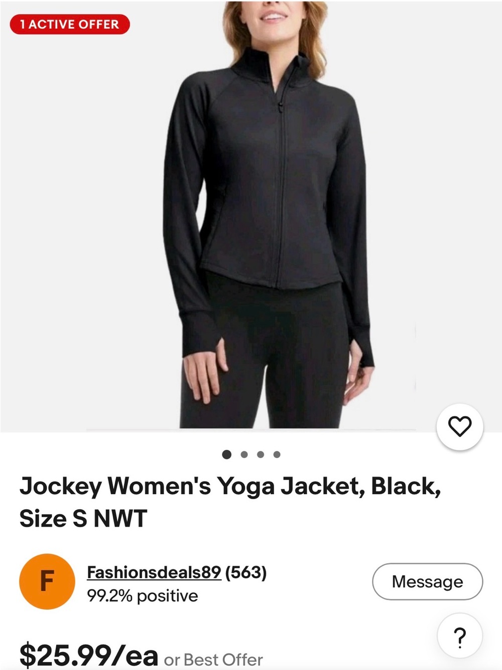 Jockey Women’s Black Zip-Front Utility Jacket